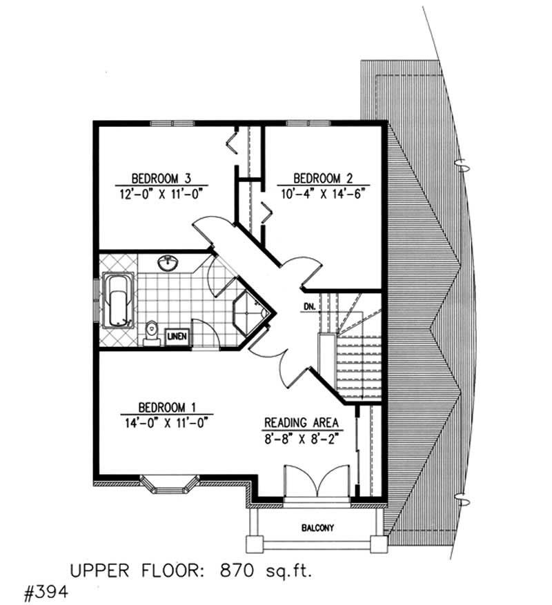 Floor Plan Second Story of European Plan #158-1087