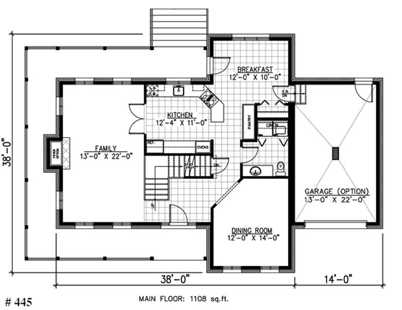 Floor Plan First Story of Colonial Plan #158-1089