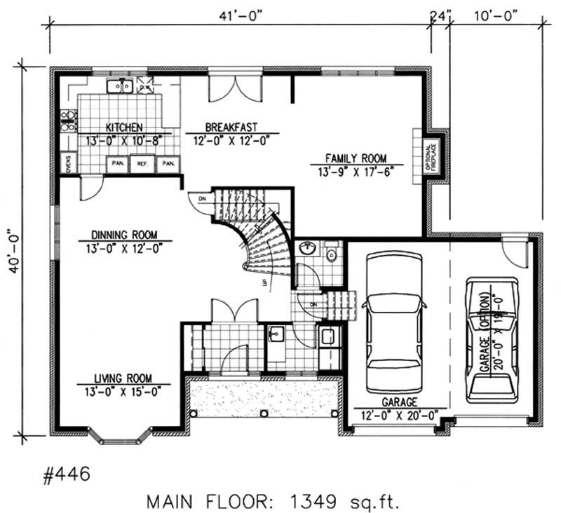 Floor Plan First Story of European Plan #158-1090