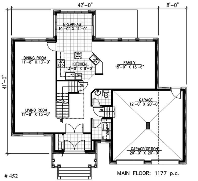 Floor Plan First Story of European Plan #158-1091