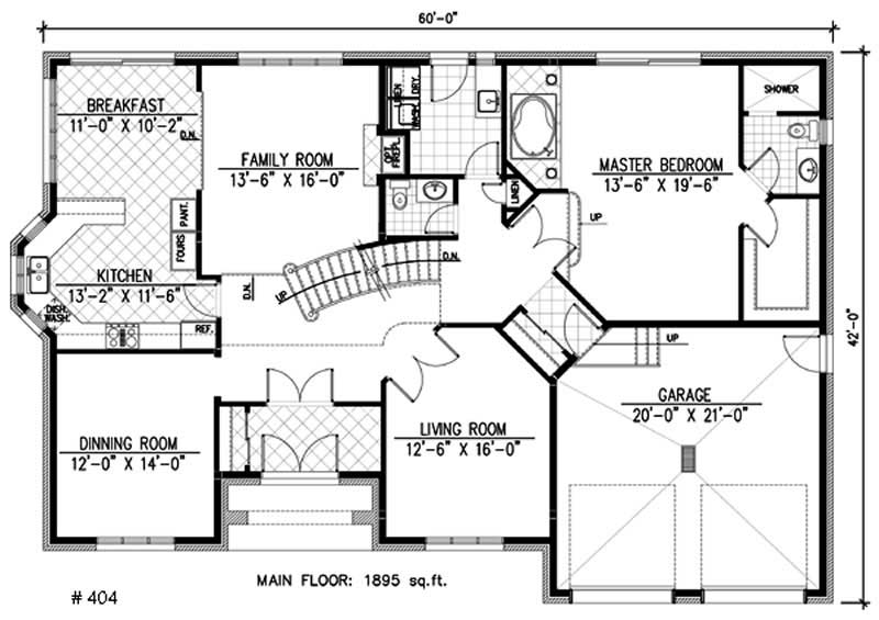 Floor Plan First Story of European Plan #158-1095
