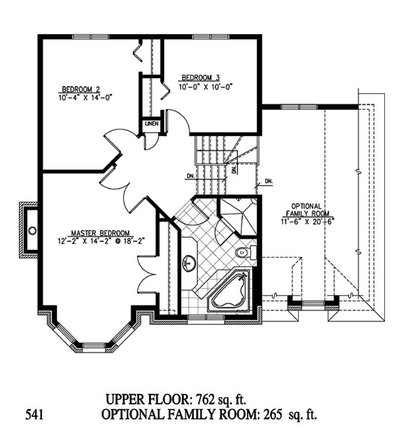 Floor Plan Second Story of European Plan #158-1099