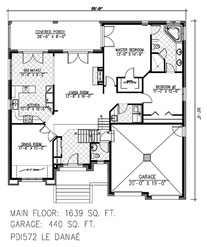 Floor Plan First Story of Bungalow Plan #158-1100