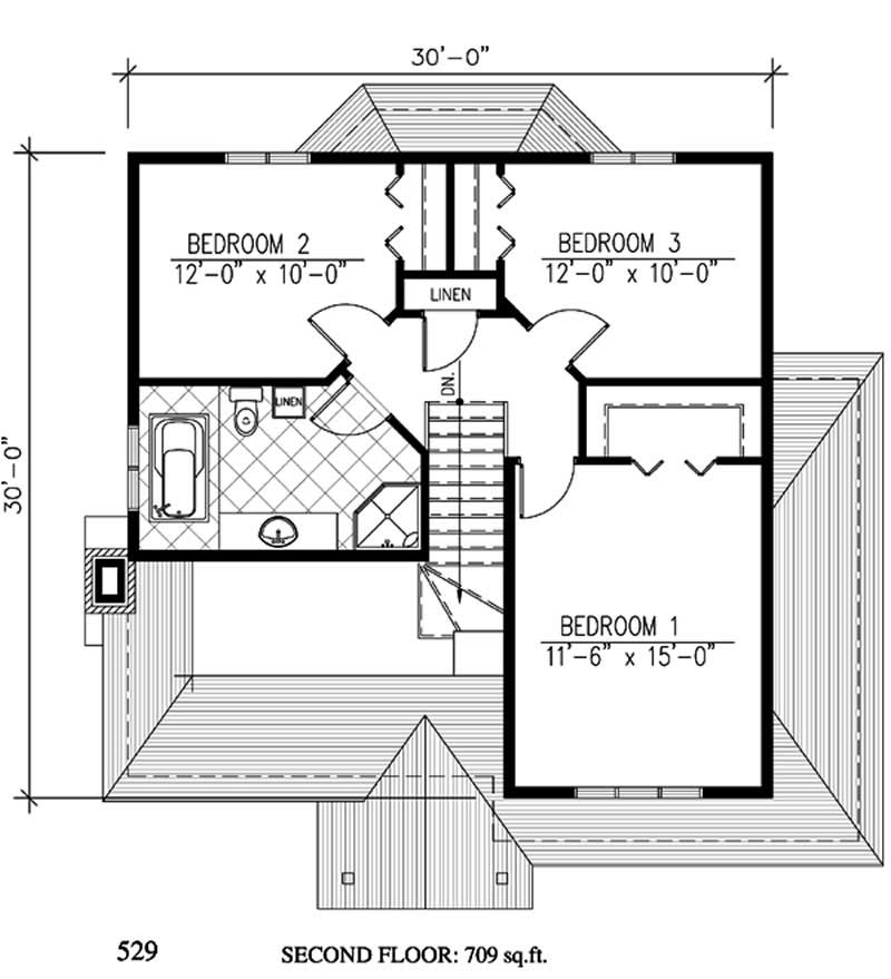 Floor Plan Second Story of Country Plan #158-1101