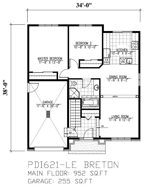 Floor Plan First Story of Small House Plans #158-1102