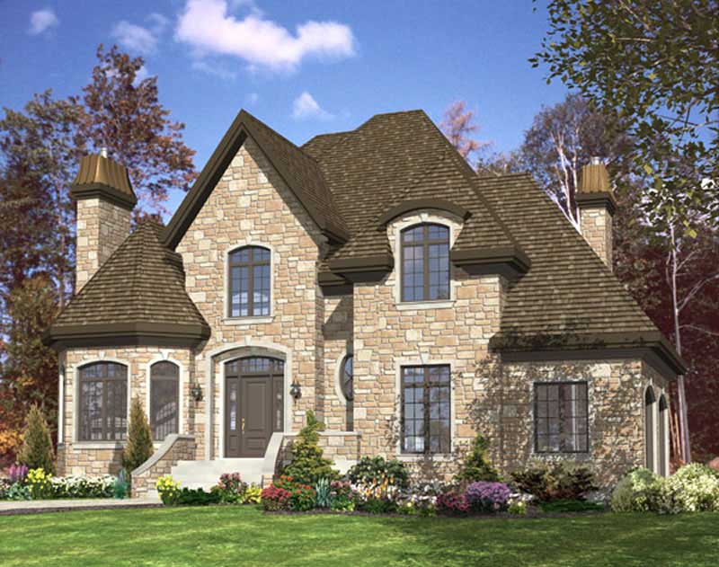 Front elevation of European home (ThePlanCollection: House Plan #158-1103)