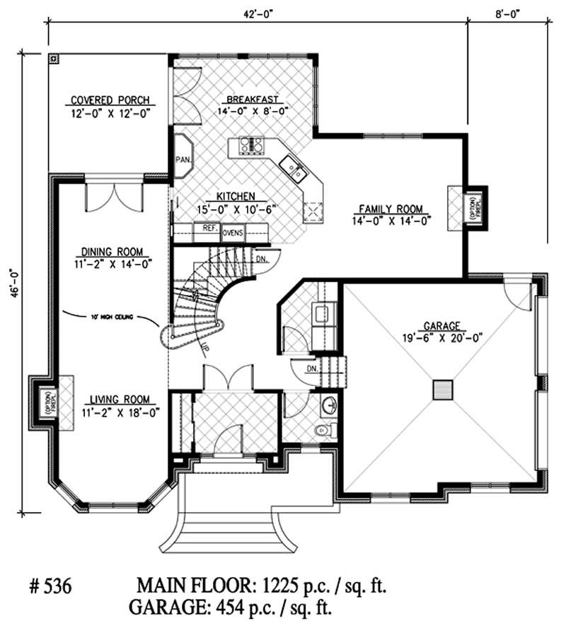 Floor Plan First Story of European Plan #158-1103