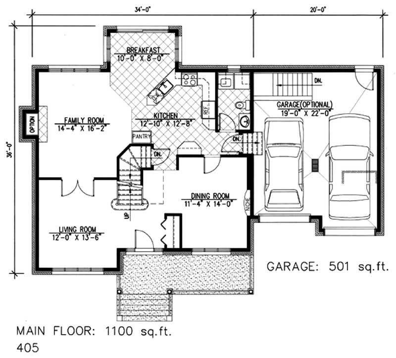 Floor Plan First Story of European Plan #158-1104