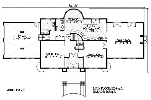 Floor Plan First Story of European Plan #158-1106