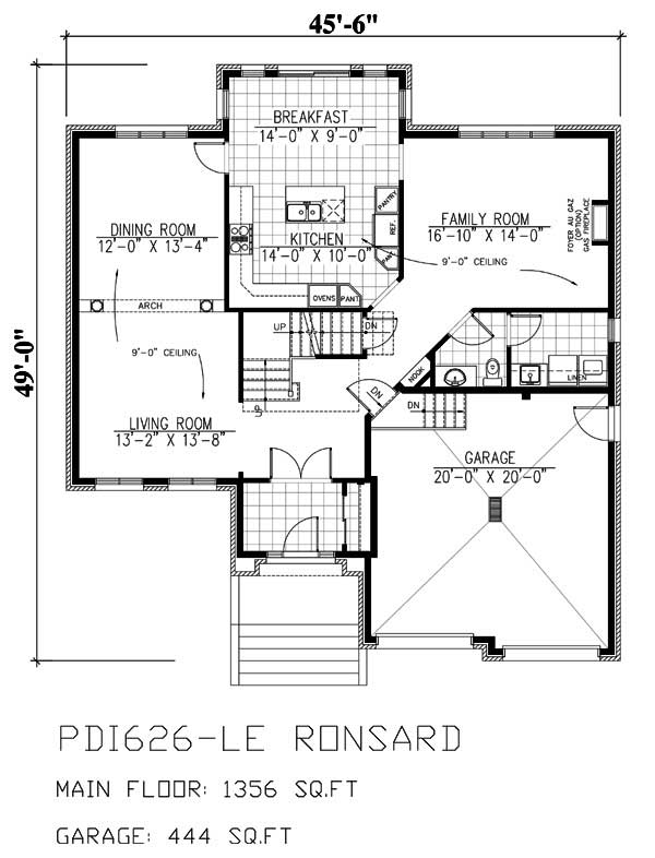 Floor Plan First Story of European Plan #158-1107
