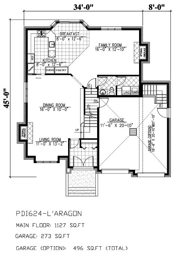 Floor Plan First Story of European Plan #158-1108