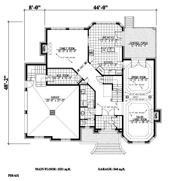 Floor Plan First Story of European Plan #158-1110