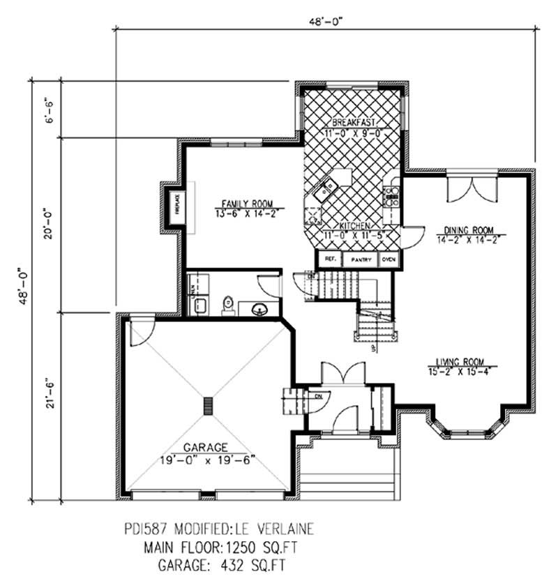 Floor Plan First Story of European Plan #158-1113