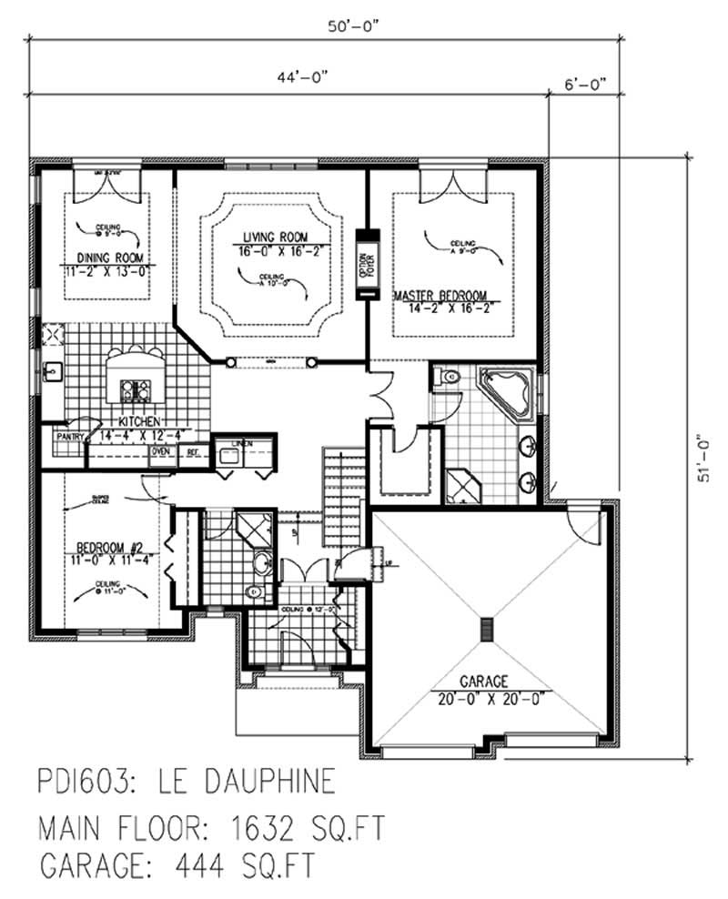 Floor Plan First Story of Ranch Plan #158-1116