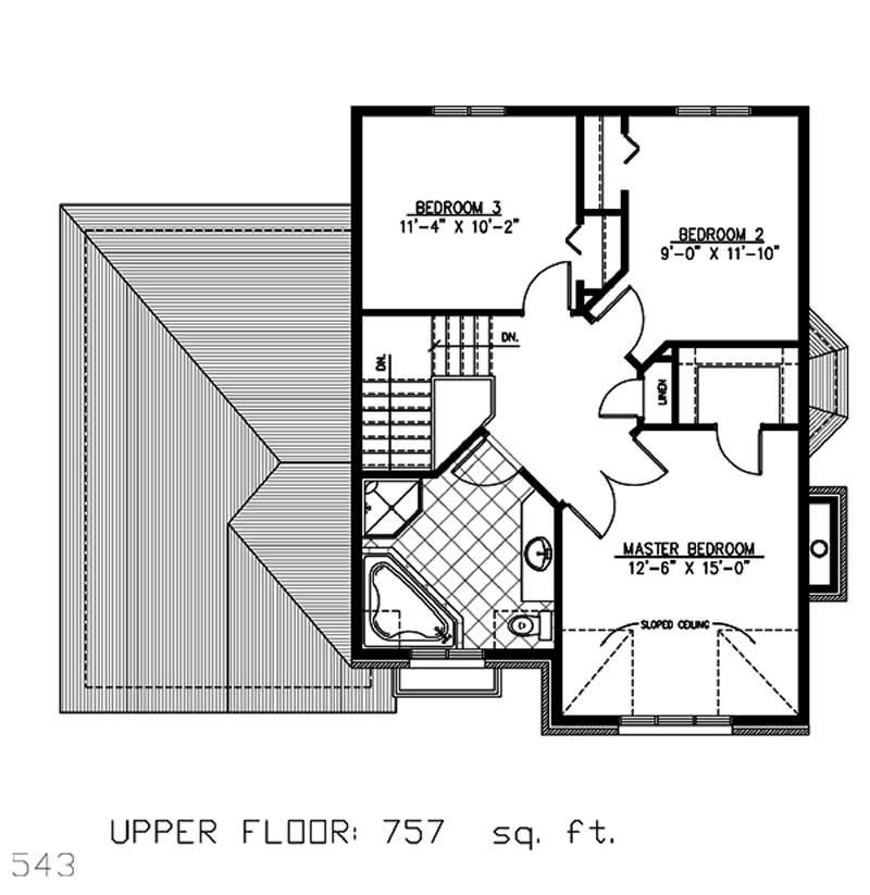 Floor Plan Second Story of European Plan #158-1118