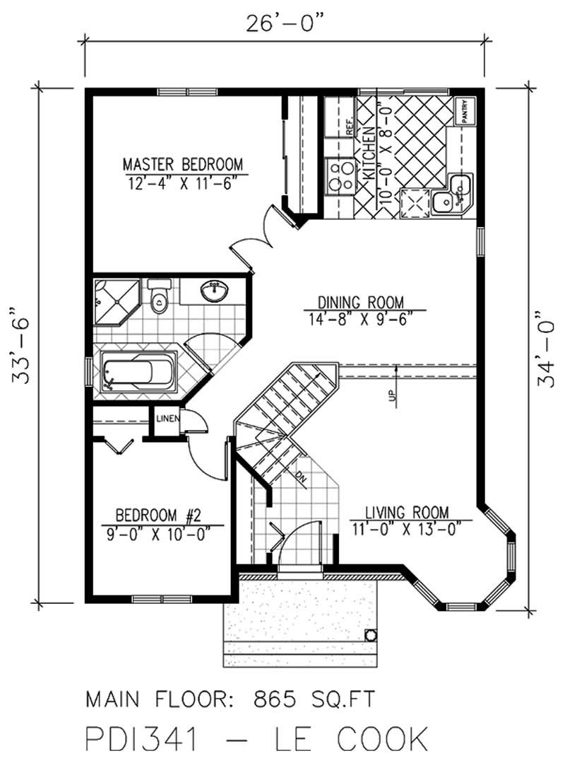 Floor Plan First Story of Bungalow Plan #158-1119
