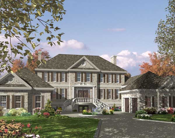 This is the front elevation for these European Home Floor Plans