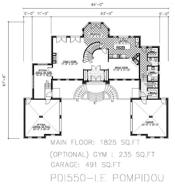 Floor Plan First Story of European Plan #158-1123