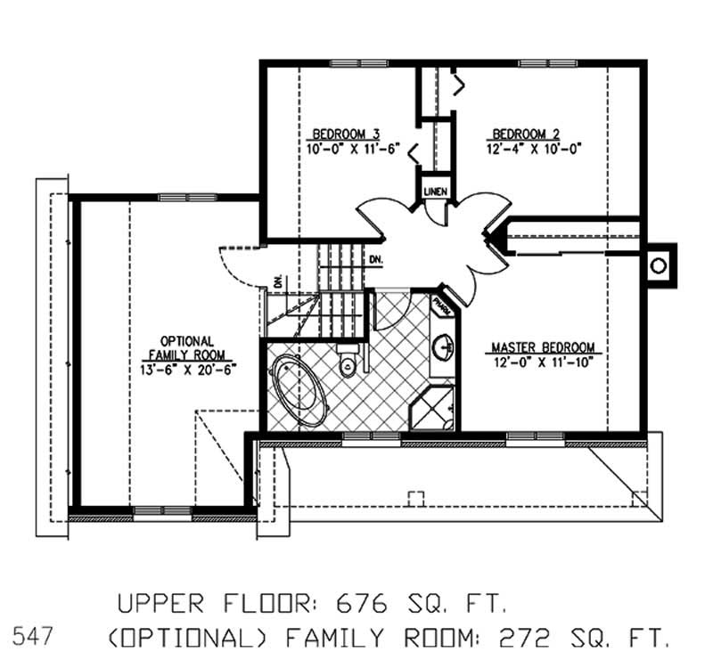 Floor Plan Second Story of Country Plan #158-1124