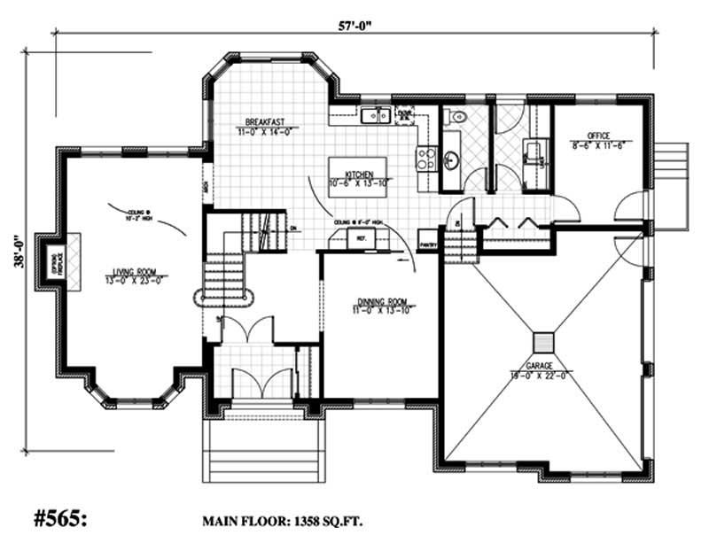 Floor Plan First Story of European Plan #158-1125
