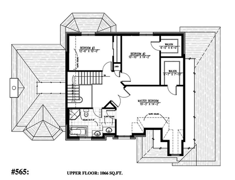 Floor Plan Second Story of European Plan #158-1125