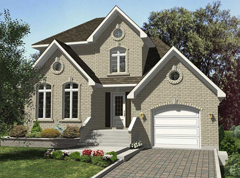 Front elevation of European home (ThePlanCollection: House Plan #158-1127)