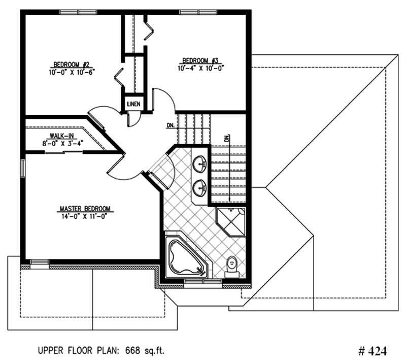 Floor Plan Second Story of European Plan #158-1127