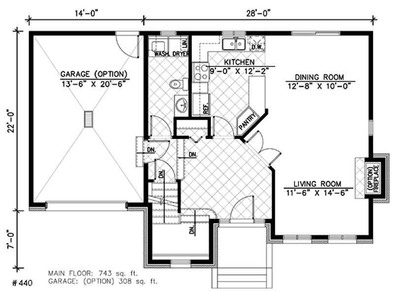 Floor Plan First Story of European Plan #158-1129