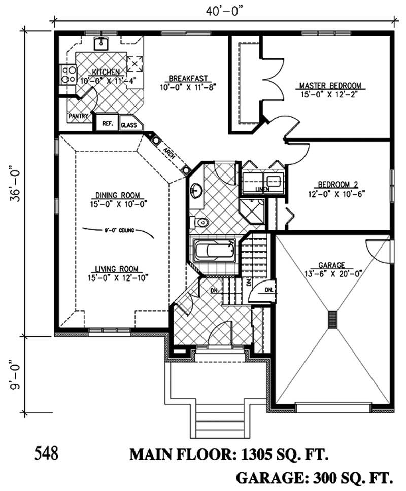 Floor Plan First Story of Bungalow Plan #158-1133