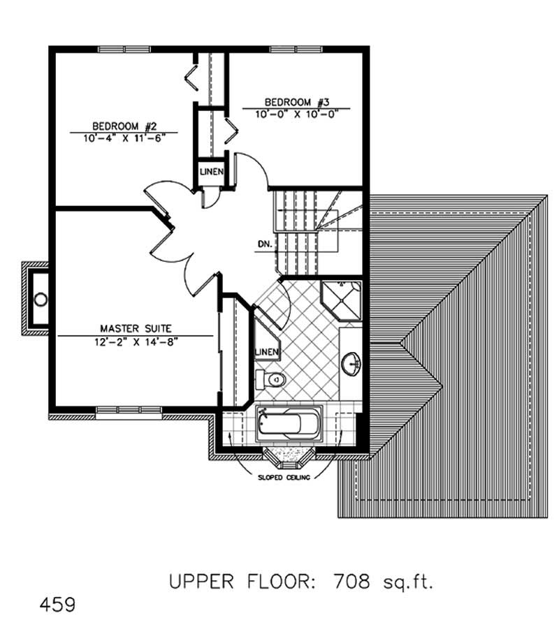 Floor Plan Second Story of European Plan #158-1136