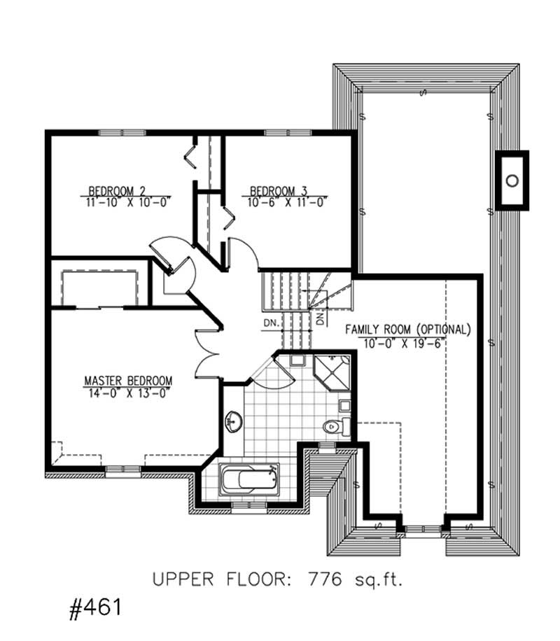 Floor Plan Second Story of European Plan #158-1138