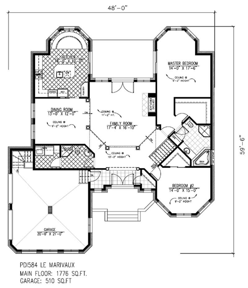 Floor Plan First Story of Bungalow Plan #158-1139