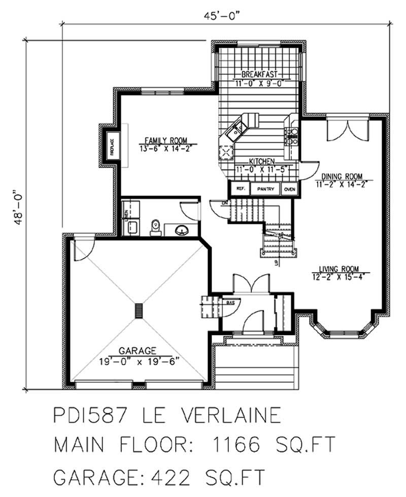 Floor Plan First Story of European Plan #158-1141