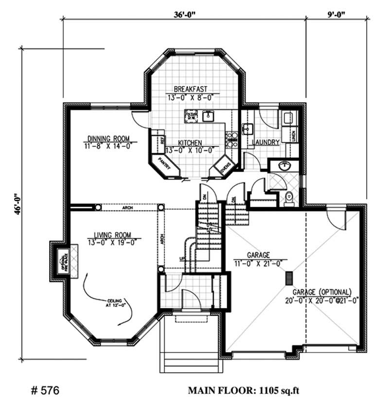 Floor Plan First Story of European Plan #158-1142