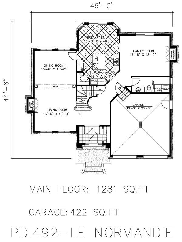 Floor Plan First Story of European Plan #158-1143