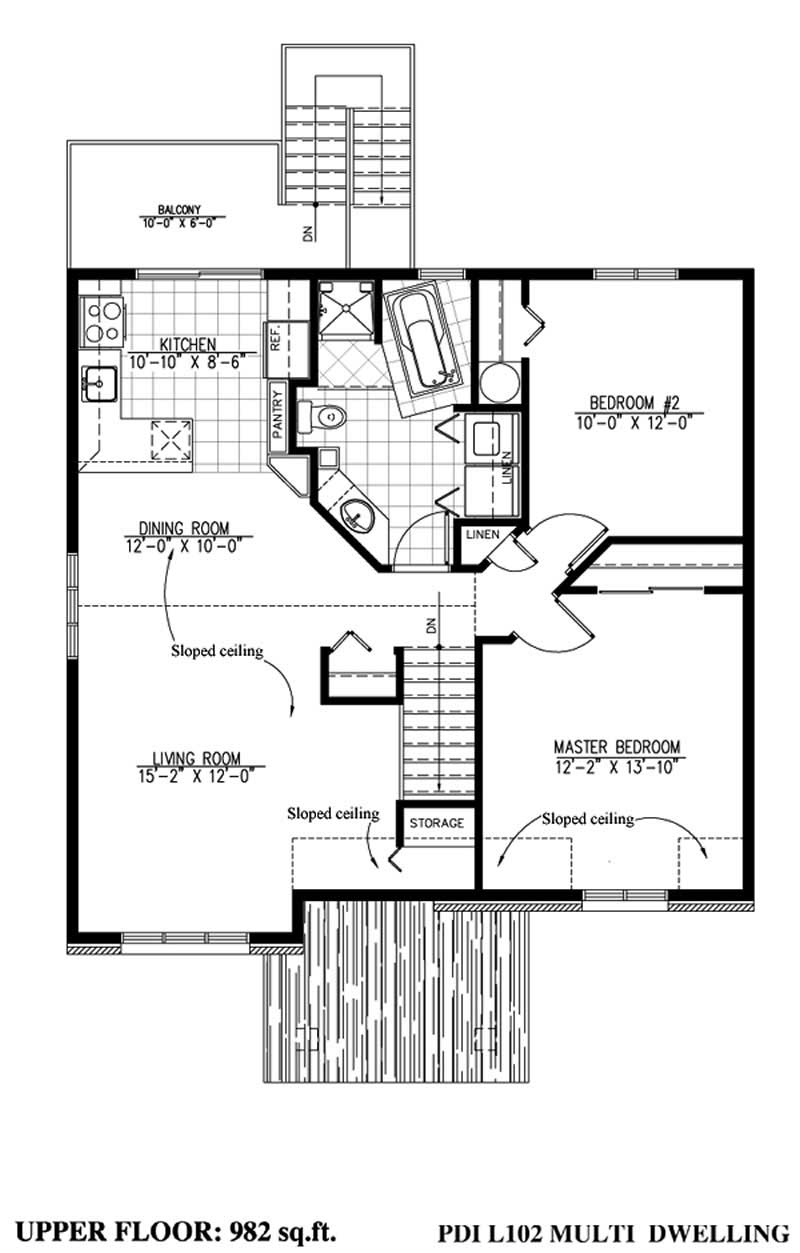 Floor Plan Second Story of Multi-Unit Plan #158-1146
