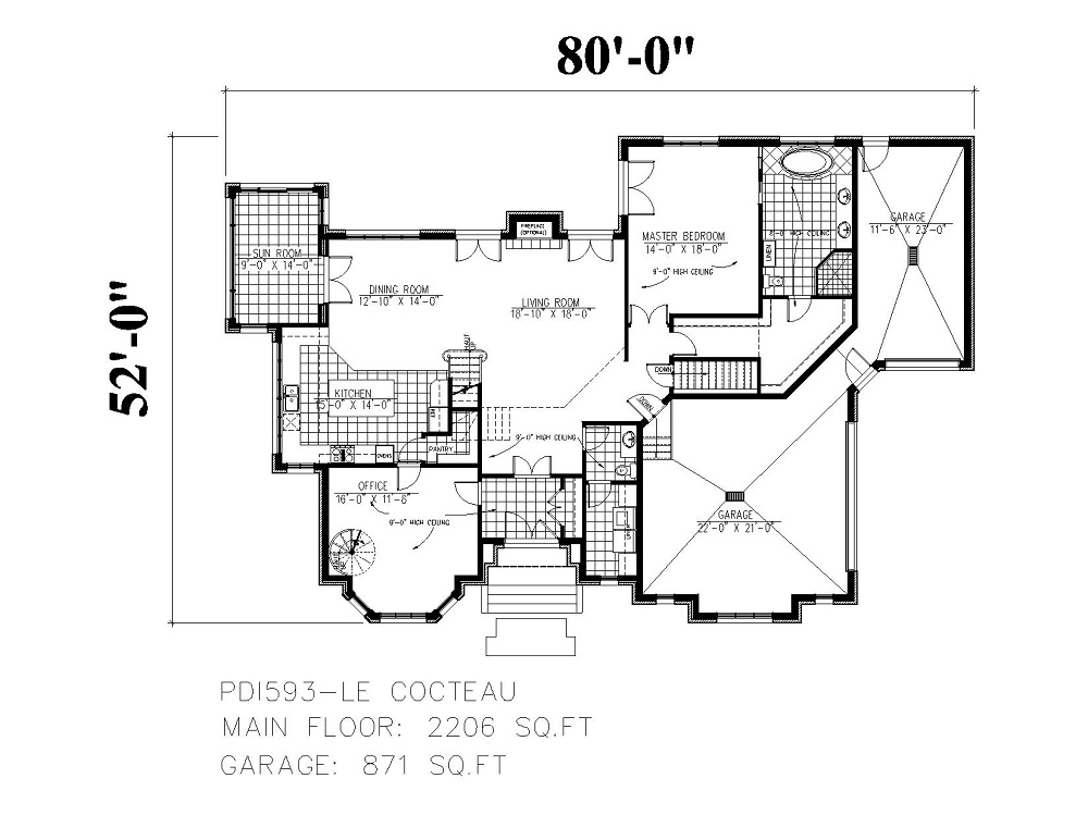Floor Plan First Story of European Plan #158-1147