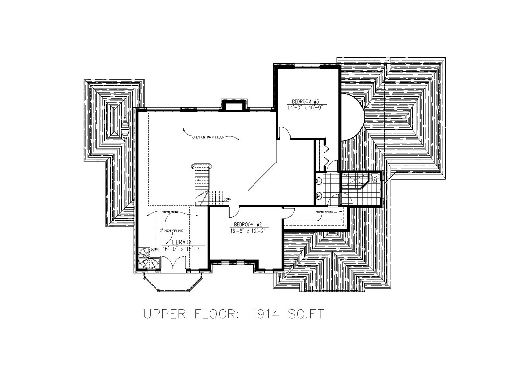 Floor Plan Second Story of European Plan #158-1147