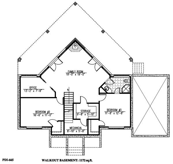 Floor Plan Basement of Contemporary Plan #158-1149
