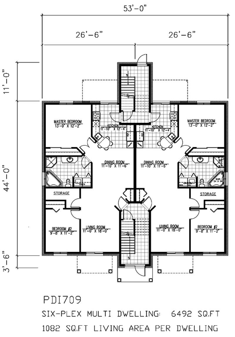 Floor Plan First Story of Multi-Unit Plan #158-1150