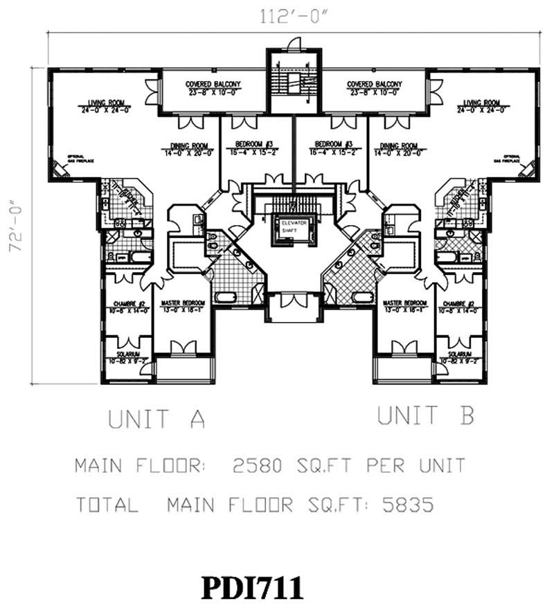 Floor Plan First Story of European Plan #158-1151
