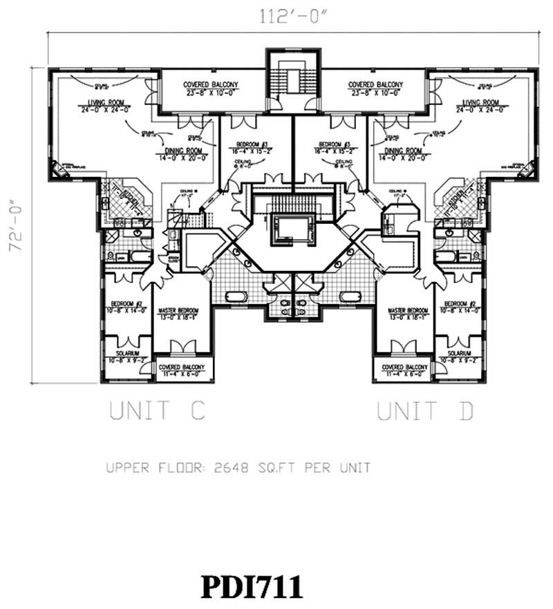 Floor Plan Second Story of European Plan #158-1151