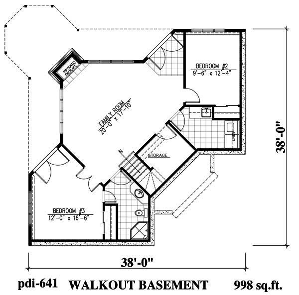 Floor Plan Basement of Coastal Plan #158-1153