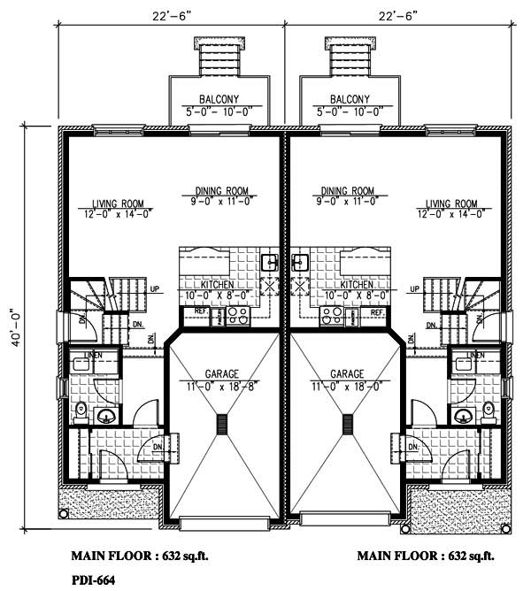 Floor Plan First Story of Multi-Unit Plan #158-1155