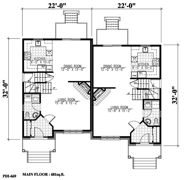 Floor Plan First Story of Multi-Unit Plan #158-1156