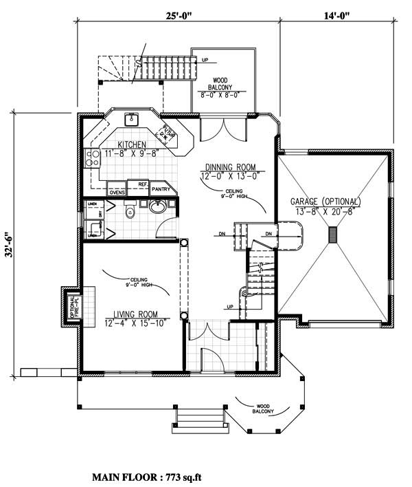 Floor Plan First Story of Small House Plans #158-1159