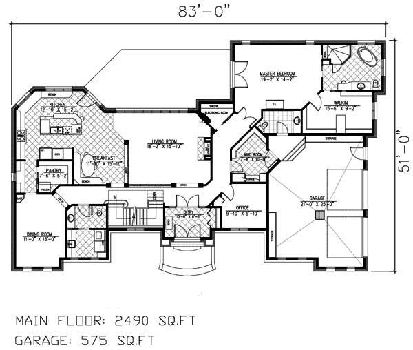 Floor Plan First Story of European Plan #158-1160