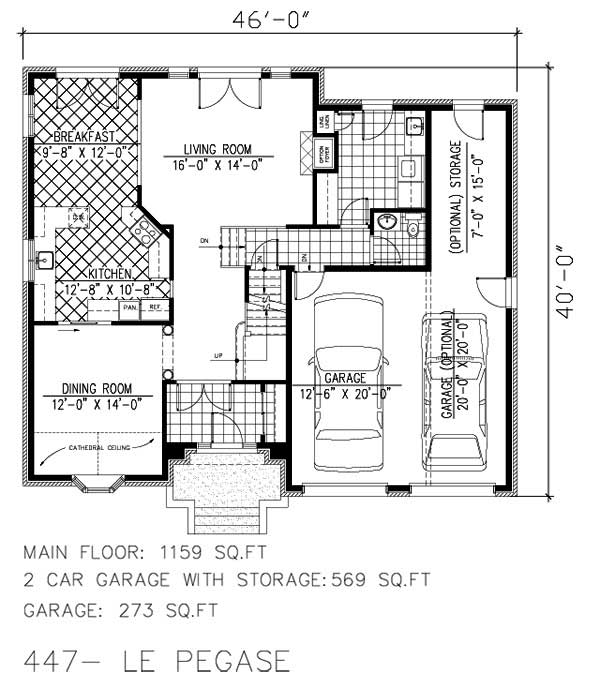 Floor Plan First Story of European Plan #158-1163