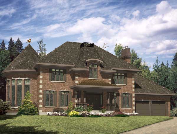 Front elevation of European home (ThePlanCollection: House Plan #158-1165)