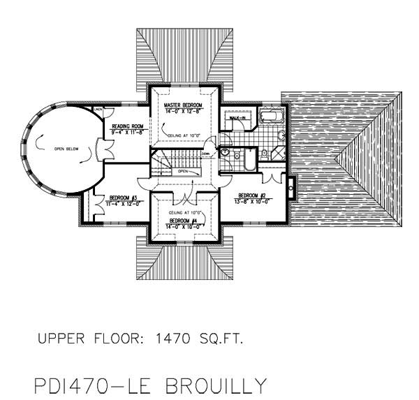 Floor Plan Second Story of European Plan #158-1165